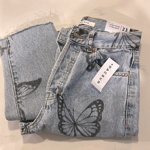 Brand New PacSun Butterfly Jeans- High Rise Straight Cut